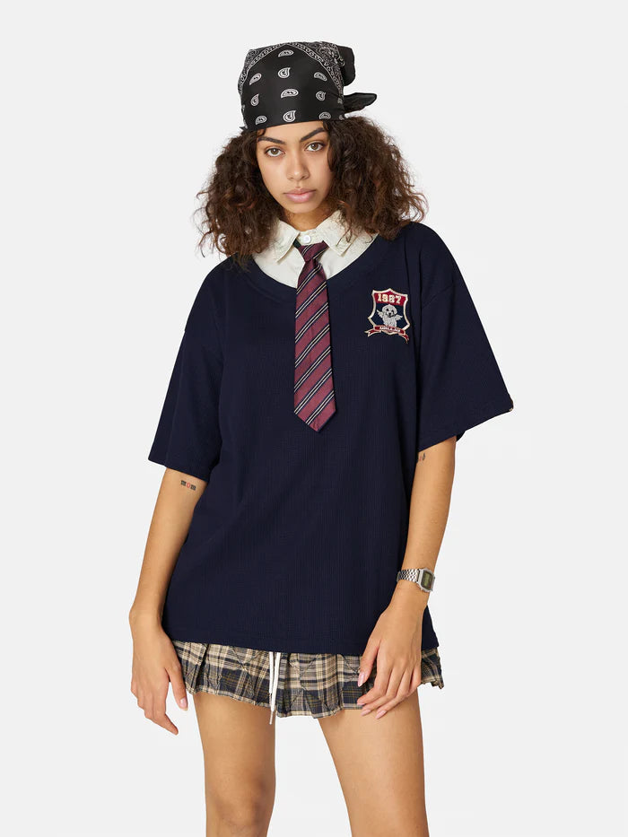 Zwoyren College Stripe Tie Polo Tee
