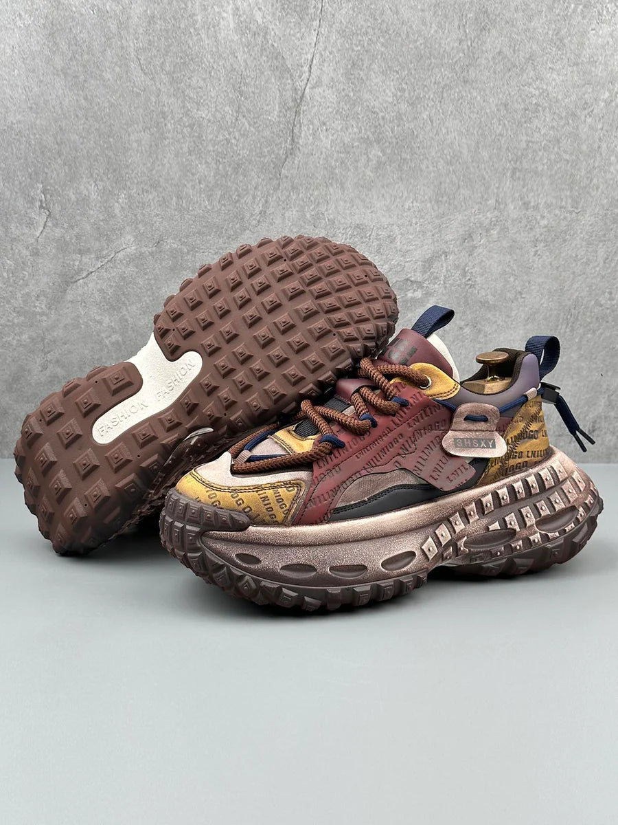 Zwoyren Stitching Letter Tire Sole Platform Sneakers