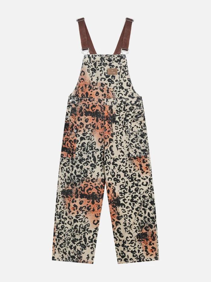 Zwoyren Apricot Leopard Print Overalls