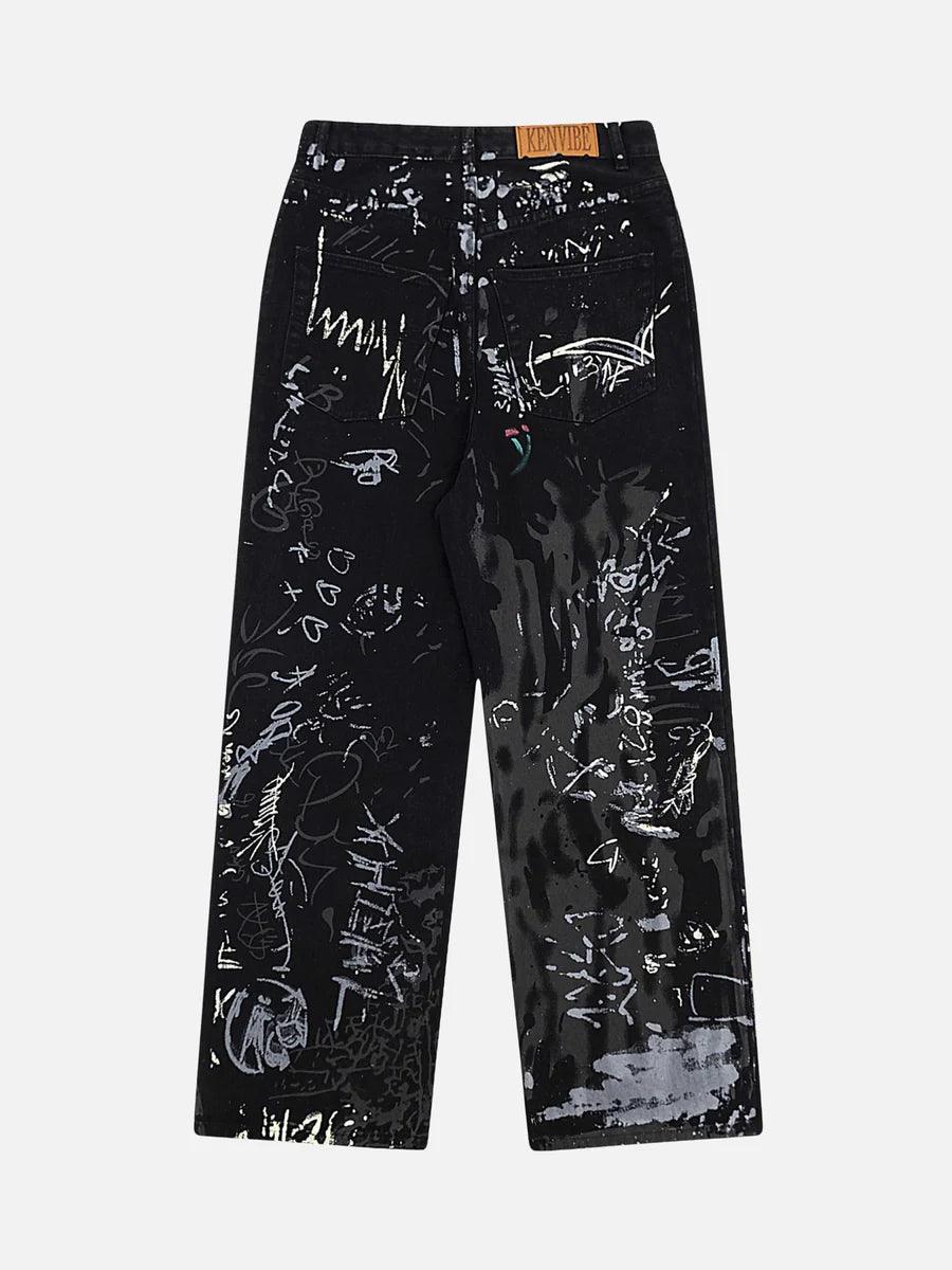 zwoyren, zwoyren.com, American Graffiti Letter Print Jeans