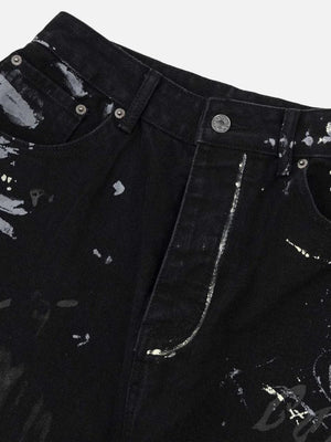 zwoyren, zwoyren.com, American Graffiti Letter Print Jeans