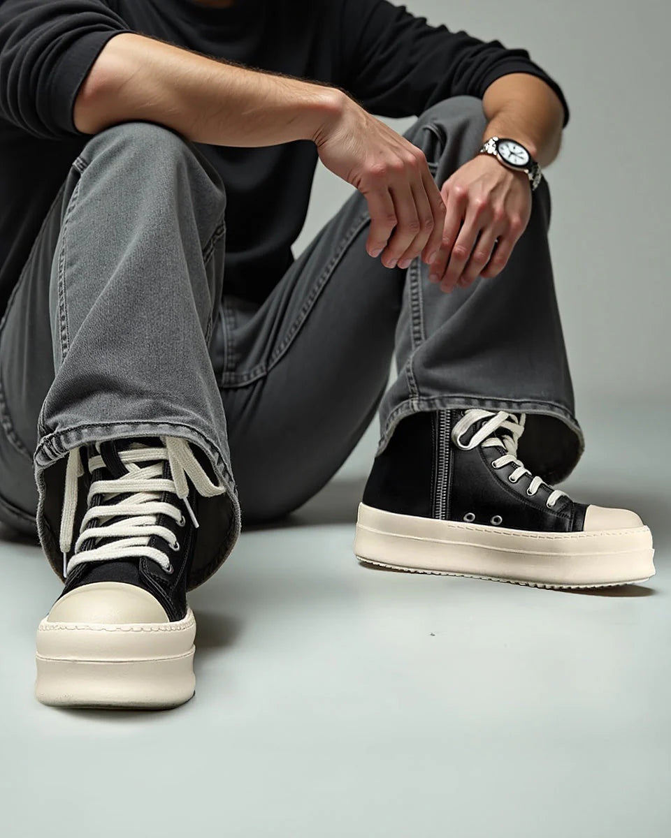 High-top Side Zipper Platform Sneakers