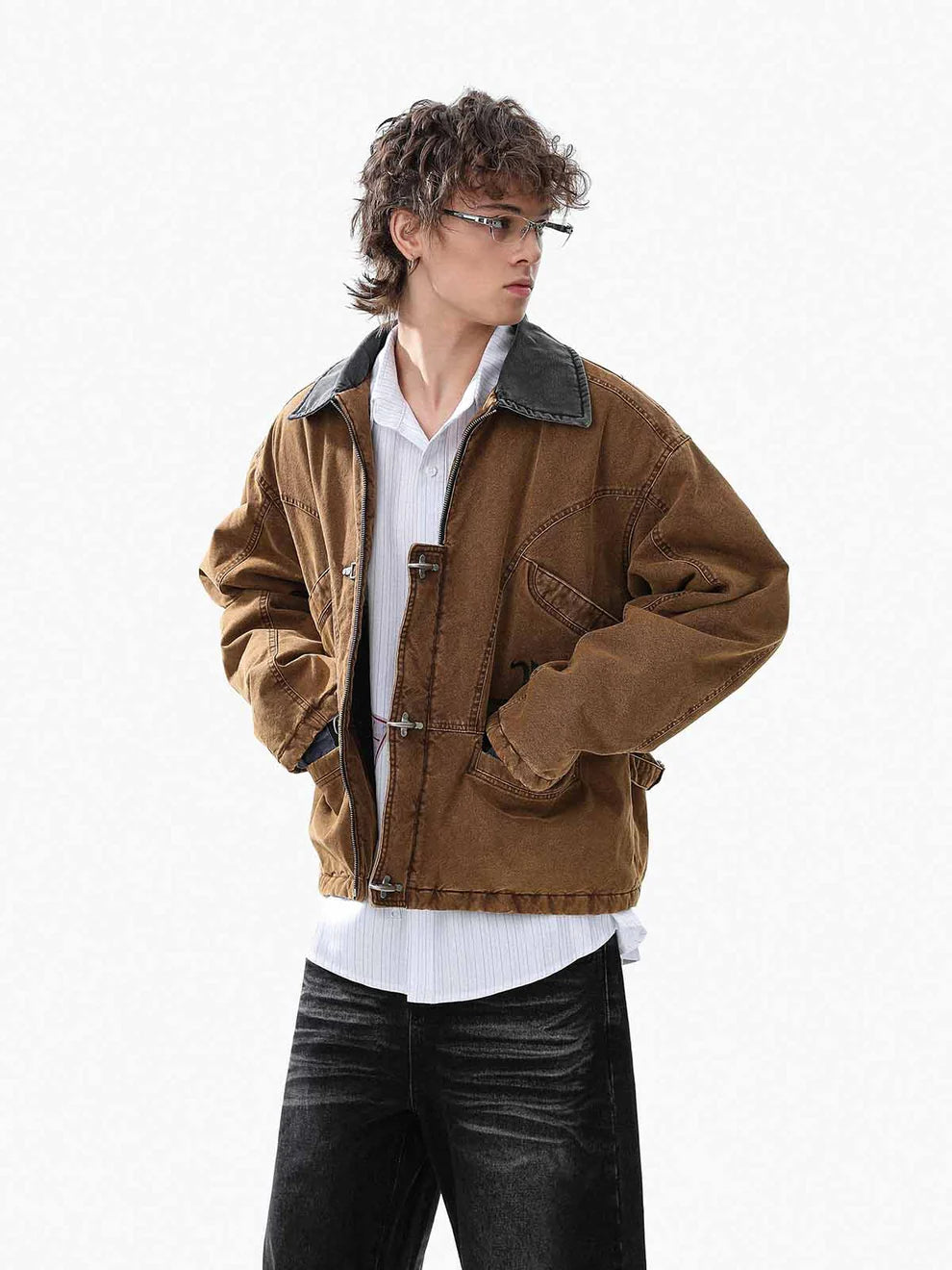 Zwoyren Knight Crest Denim Clasp Jacket