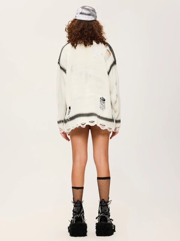 Zwoyren Distressed Print Cardigan