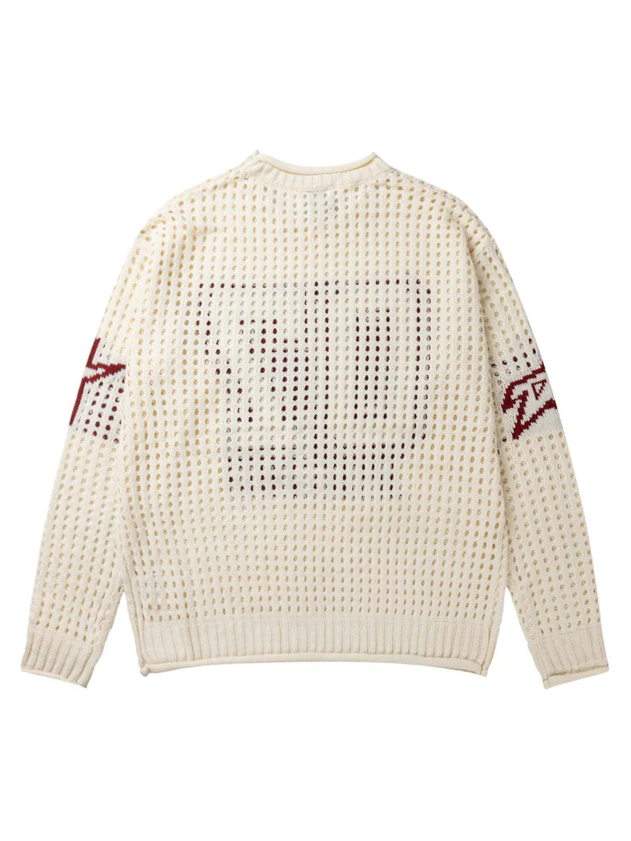 Zwoyren Openwork Jersey Knit Sweater