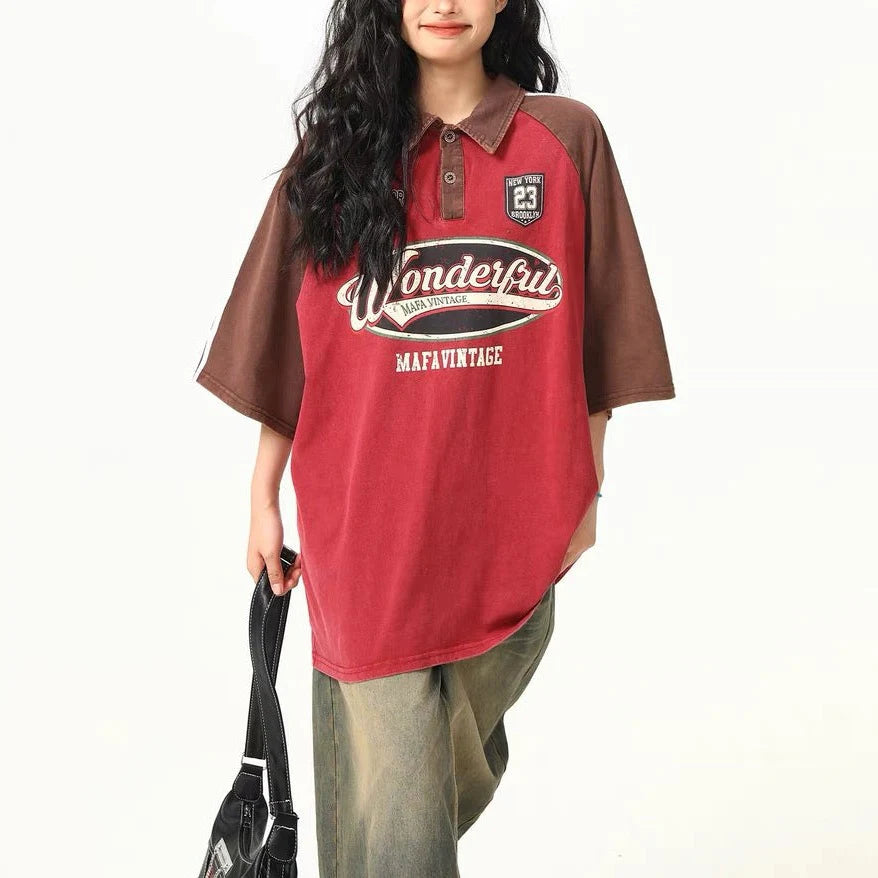 Zwoyren Vintage Streetwear Graphic Polo T-shirt