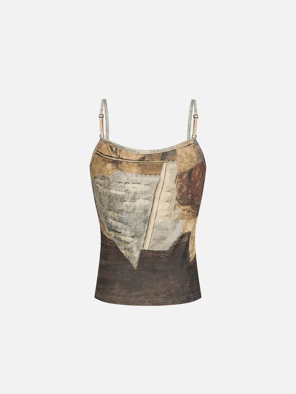 Zwoyren Denim Print Cami Top