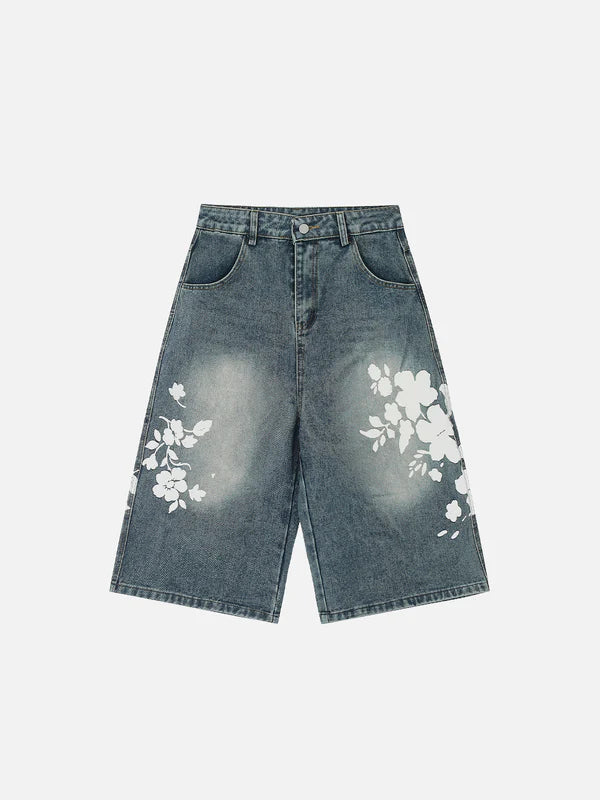Zwoyren Flower Print Longline Jorts