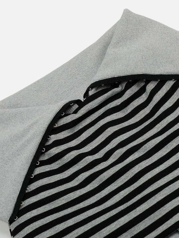 Zwoyren Stripe Fold-Over Flared Sweatpants