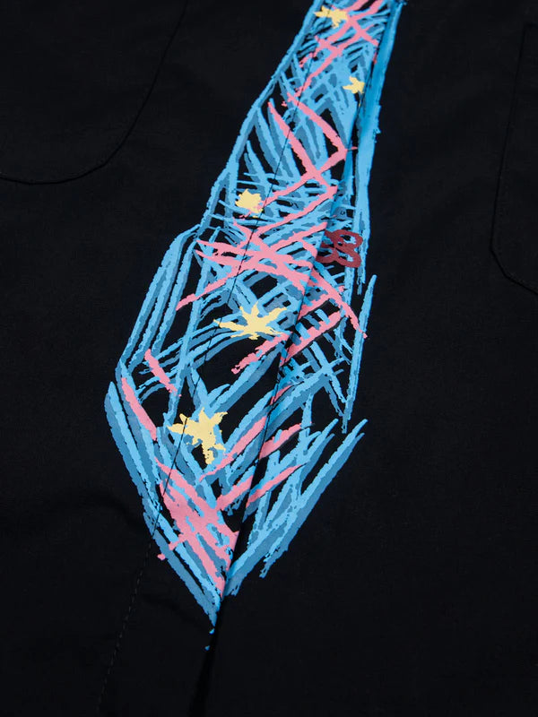 Zwoyren Graffiti Necktie Short Sleeve Shirt