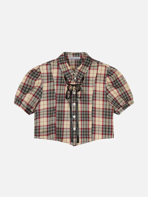 Zwoyren Plaid Cropped Short Sleeve Shirt