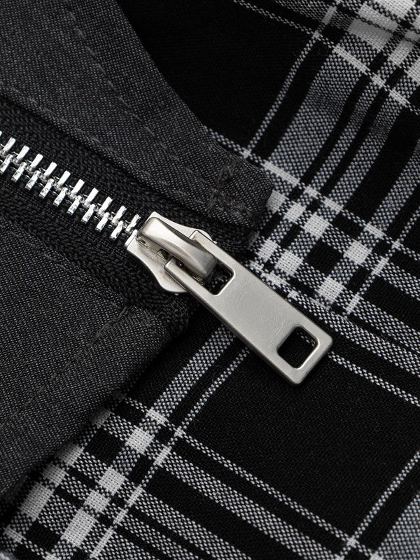 Zwoyren Plaid Patchwork Chain Skirt