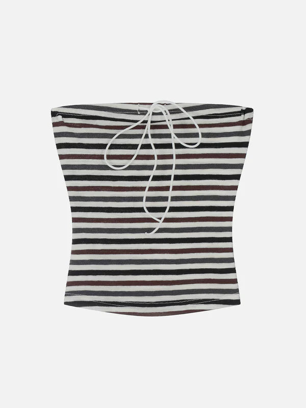 Zwoyren Stripe Drawstring Cami Tops