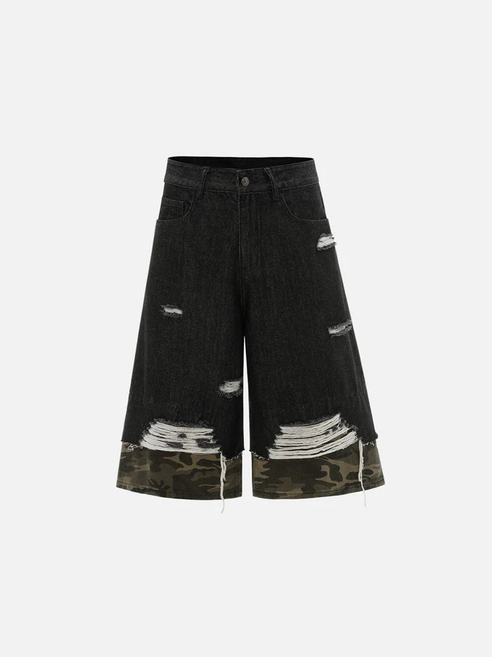Zwoyren Camouflage Patchwork Longline Jorts