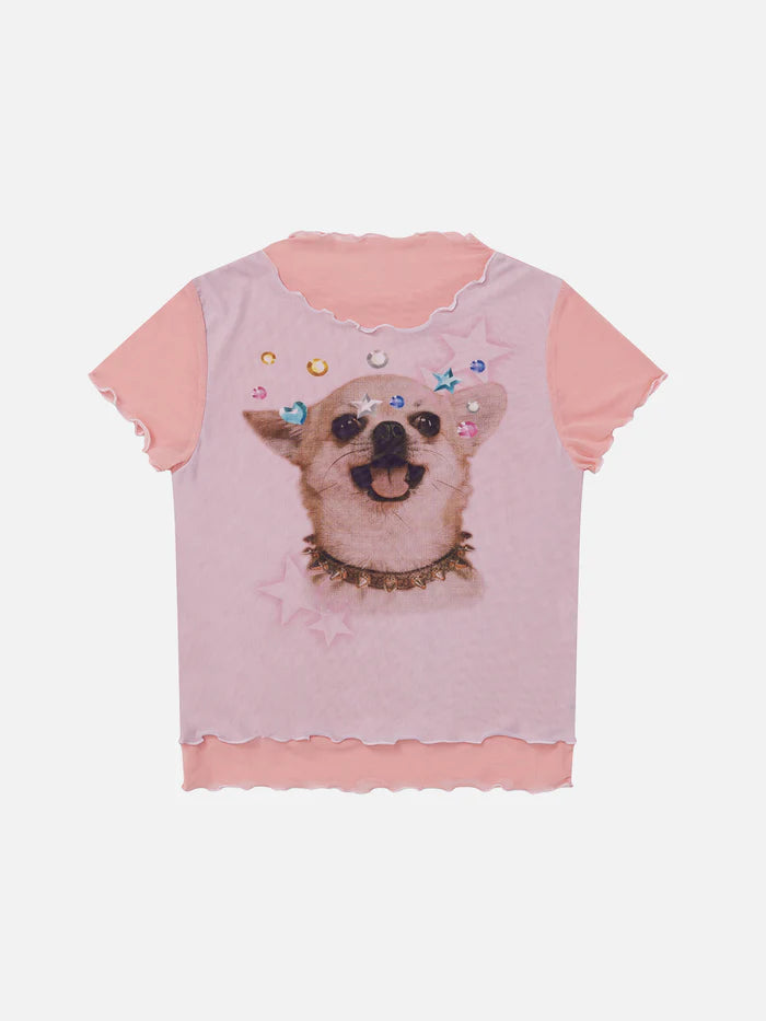 Zwoyren Cute Puppy Print Tee