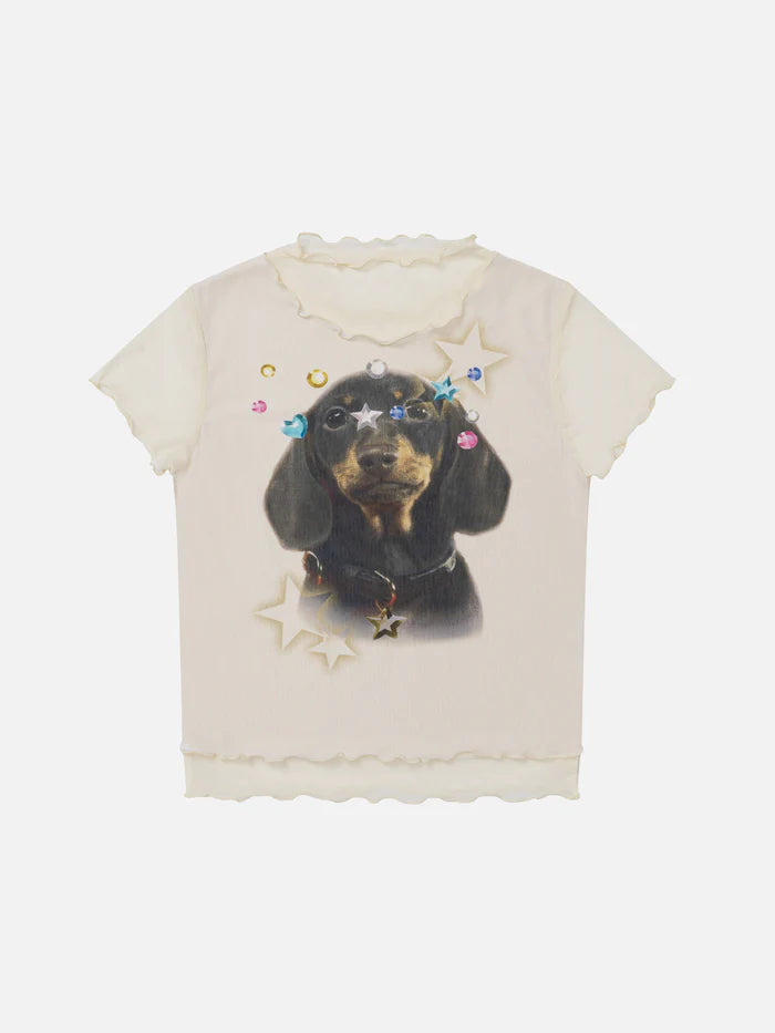 Zwoyren Cute Puppy Print Tee