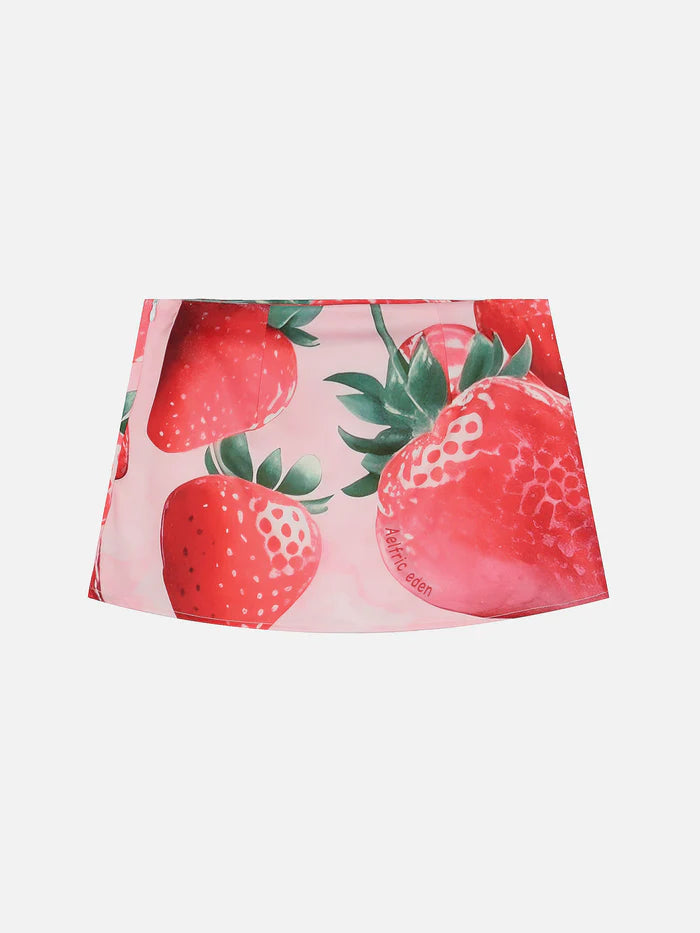Zwoyren Strawberry Print Skirt