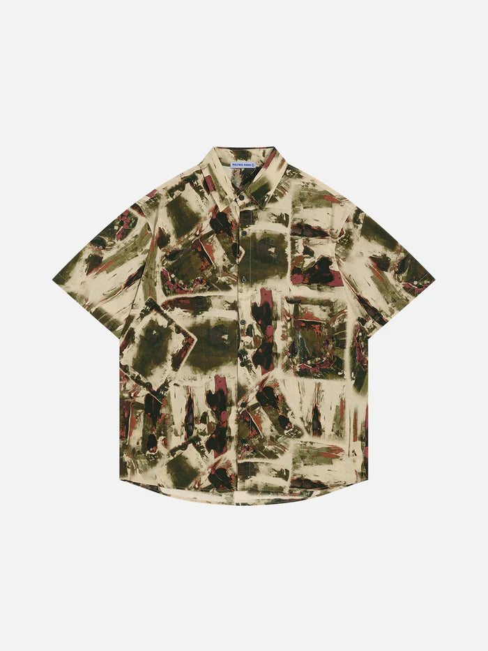 Zwoyren Graffiti Full Print Short Sleeve Shirt