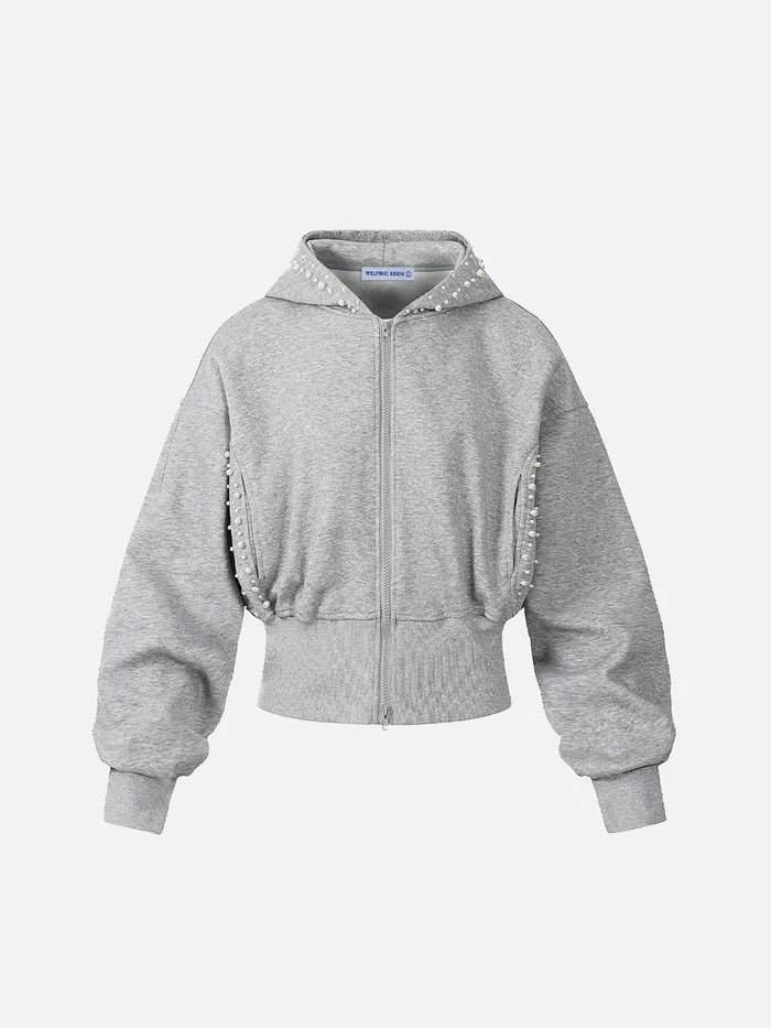 Zwoyren Pearl Boxy Zip Up Hoodie