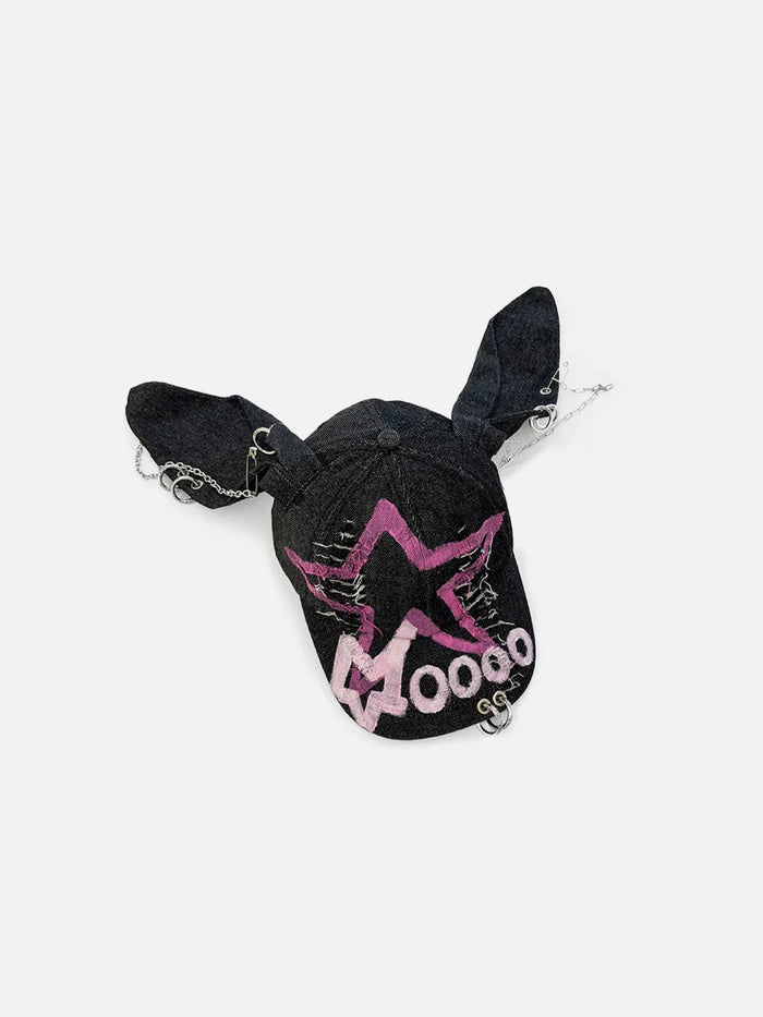 Zwoyren Star Graphic Washed Distressed Denim Cap