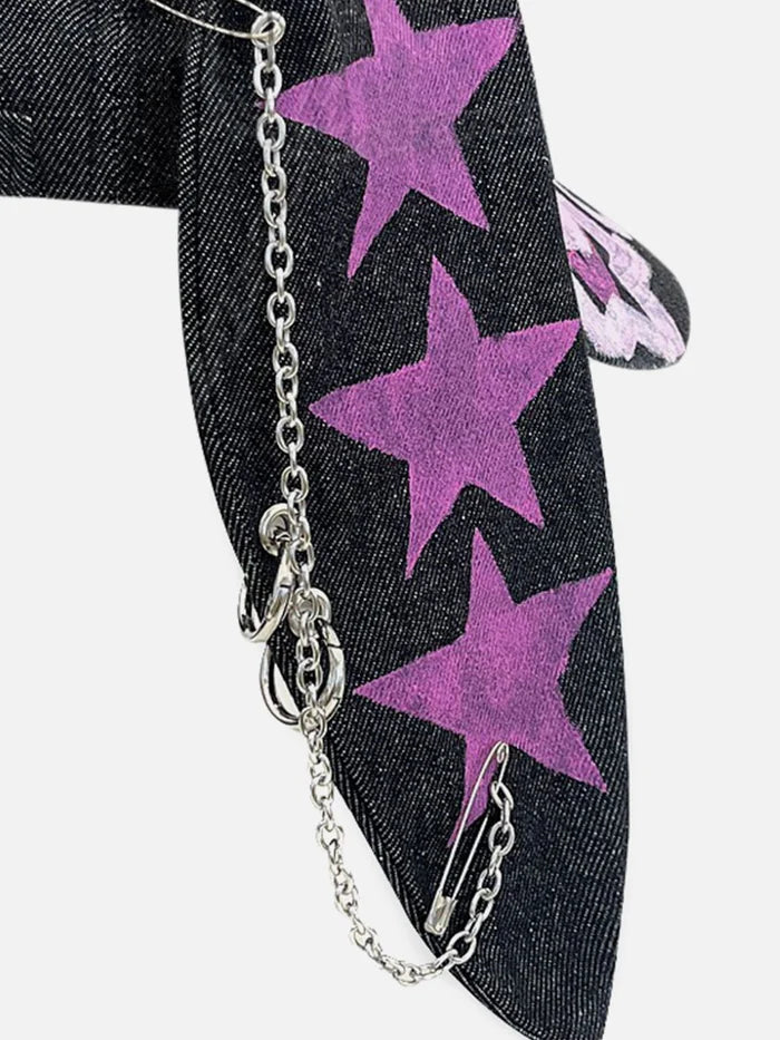 Zwoyren Star Graphic Washed Distressed Denim Cap