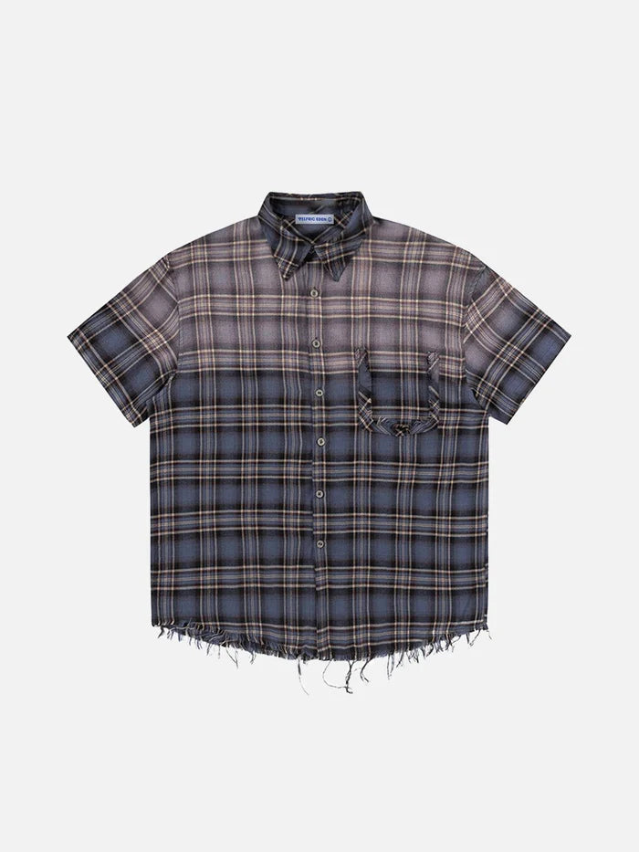 Zwoyren Gradient Plaid Short Sleeve Shirt