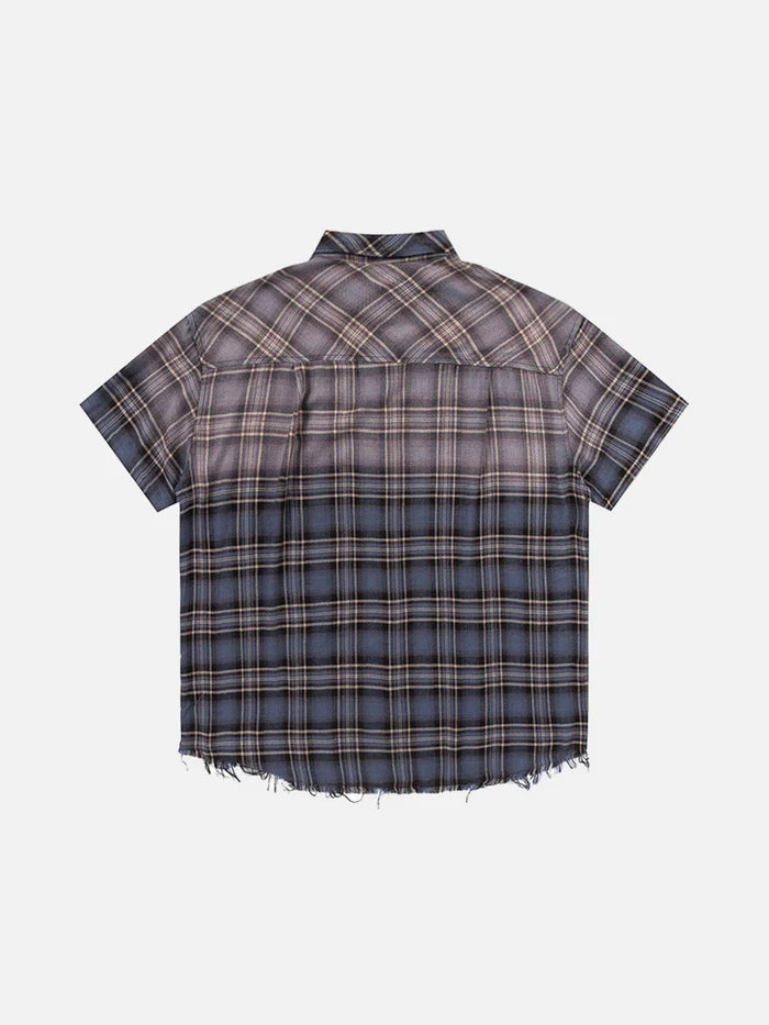 Zwoyren Gradient Plaid Short Sleeve Shirt