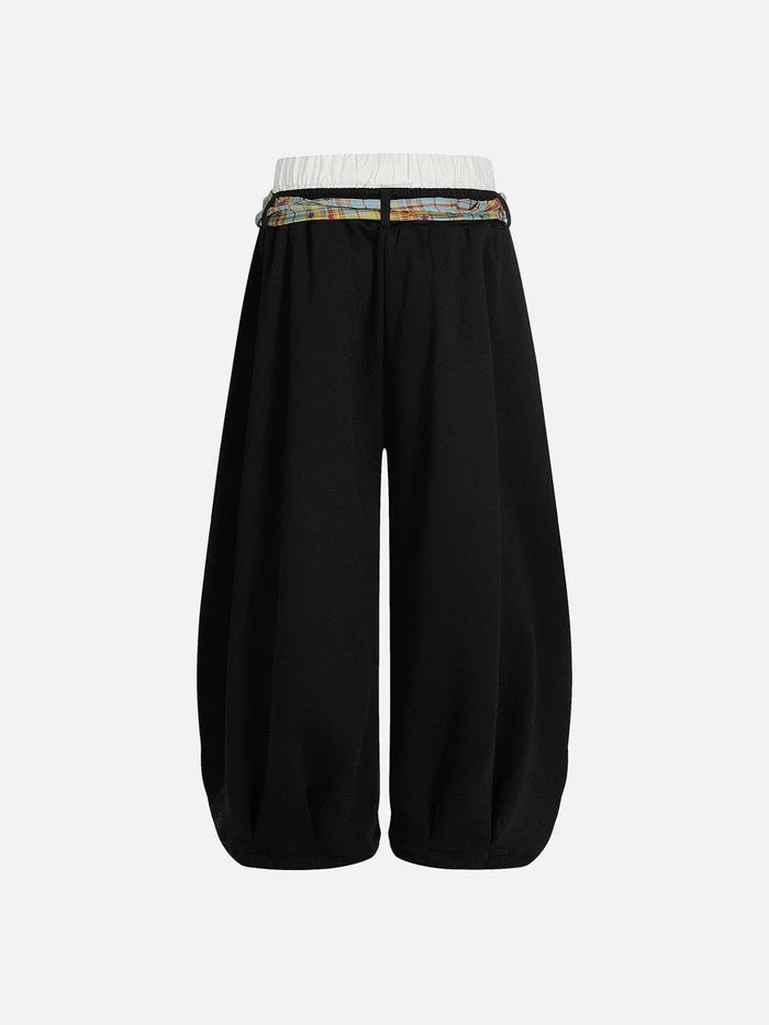 Zwoyren Layered Plaid Double Waist Super Baggy Barrel Sweatpants