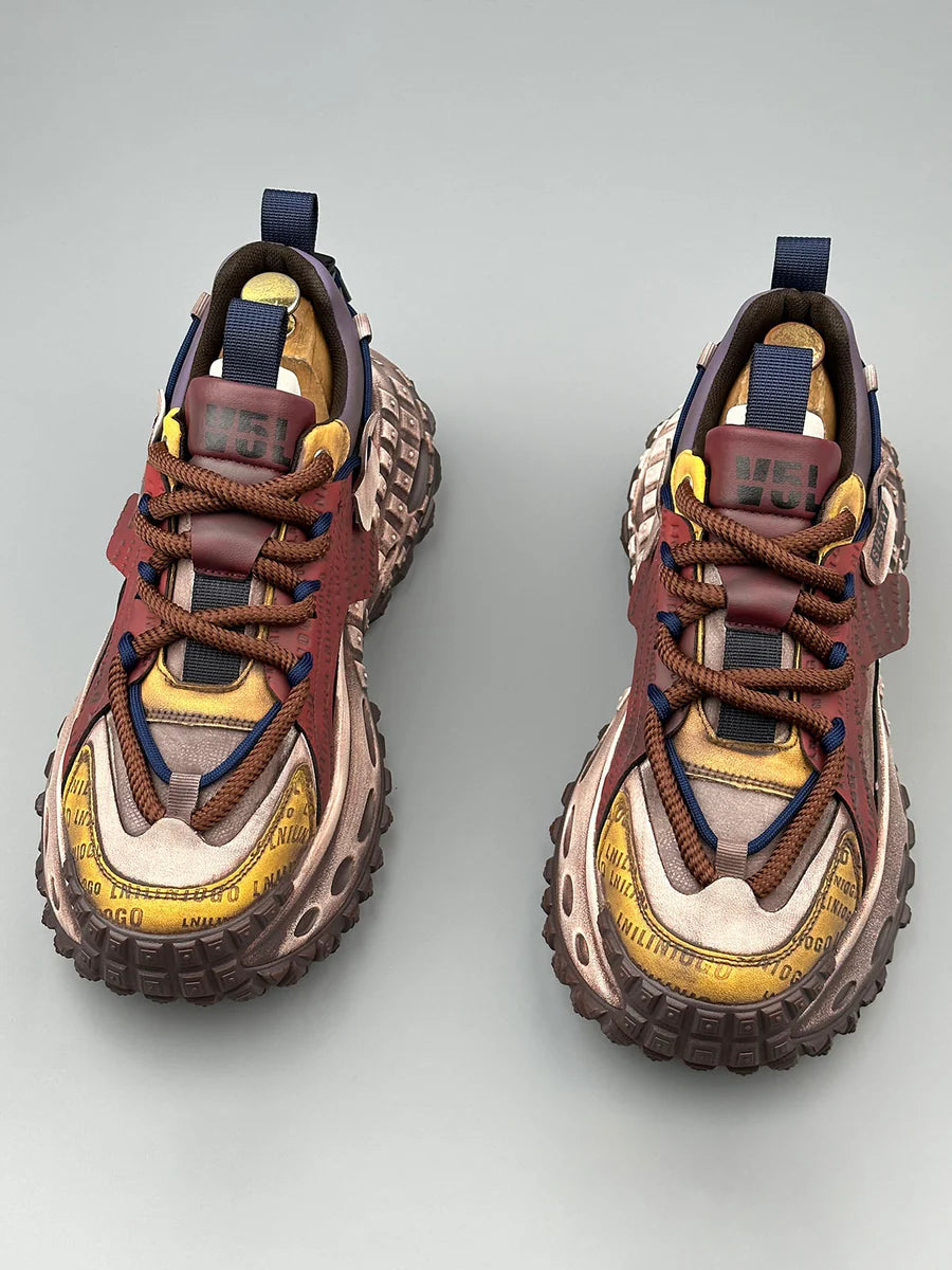 Zwoyren Stitching Letter Tire Sole Platform Sneakers