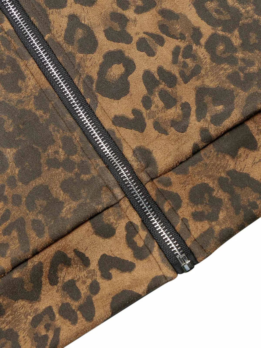 Zwoyren Cheetah Print Suede Jacket