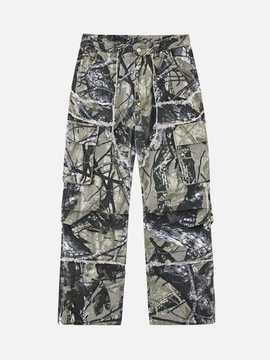 Jungle Camouflage Leaf Loose Fit Straight Leg Pants