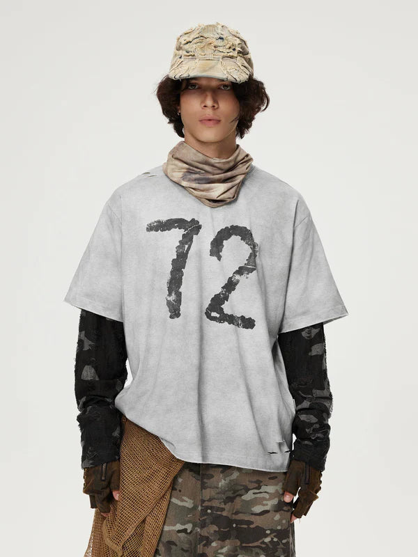 Zwoyren Camouflage Distressed Long Sleeve Tee