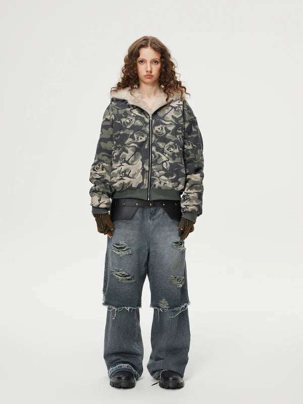 Zwoyren Distressed Two Layer Baggy Jeans