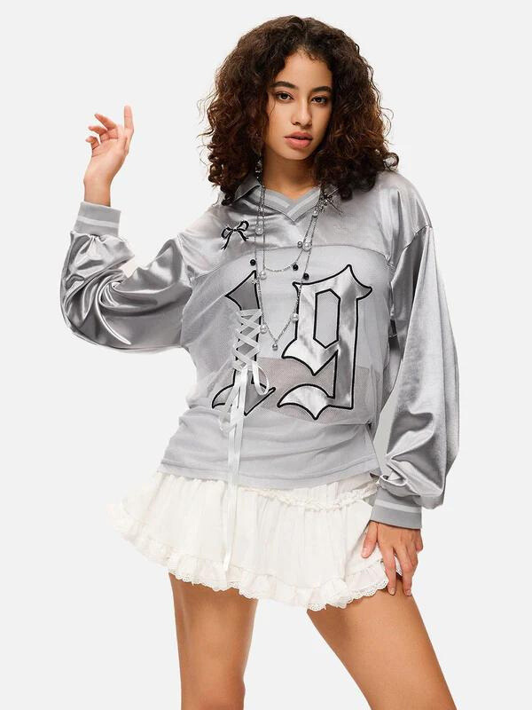 Zwoyren Badge Embroidery Number Sweatshirt