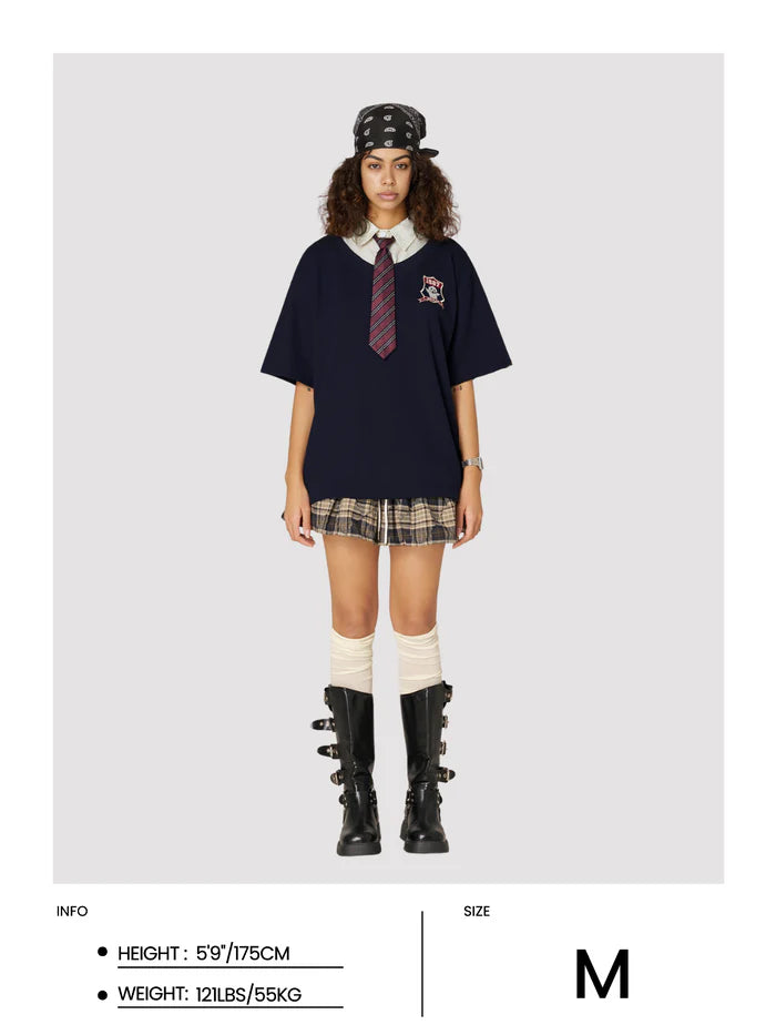 Zwoyren College Stripe Tie Polo Tee