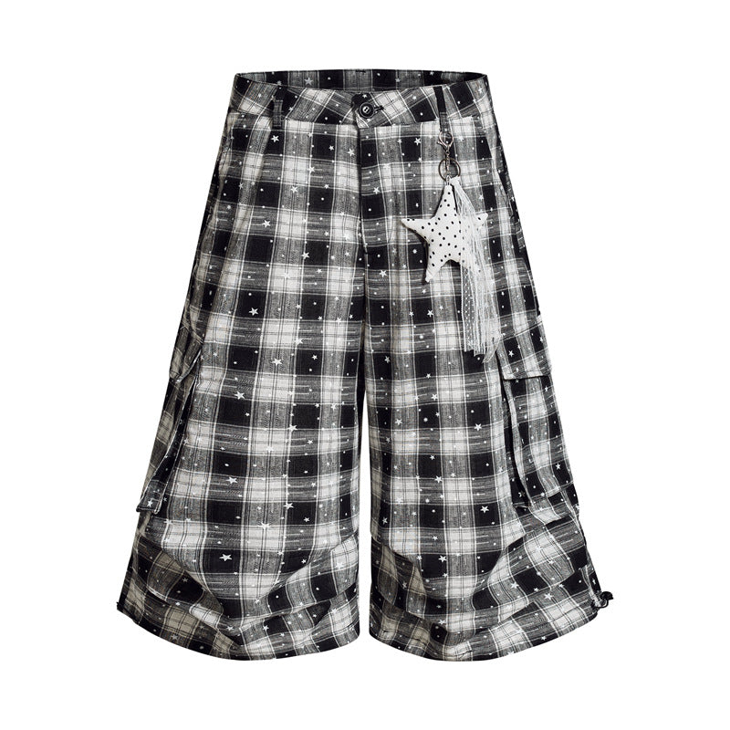 Zwoyren Plaid Star Longline Shorts