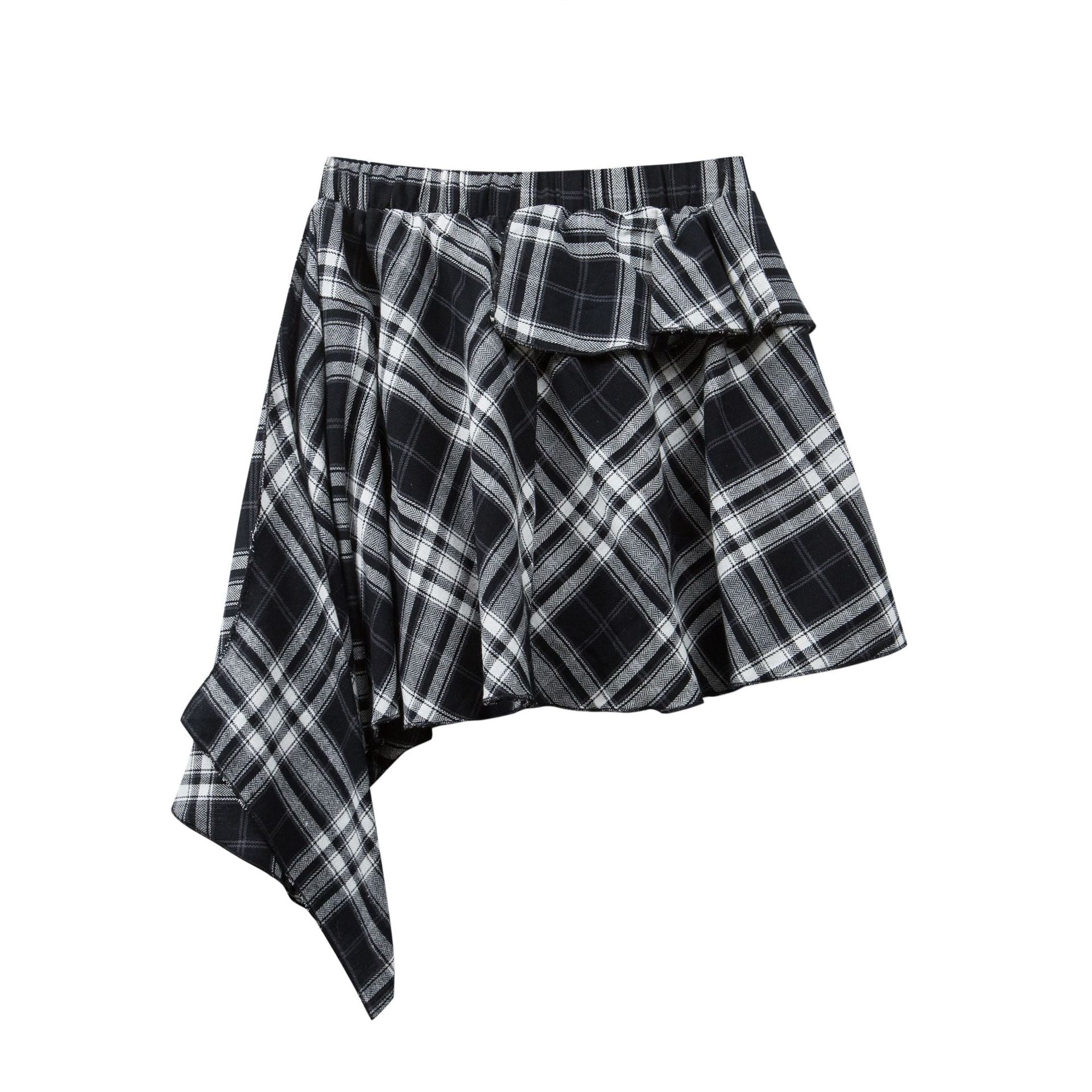 Zwoyren Asymmetrical Ruffled Plaid Skirt