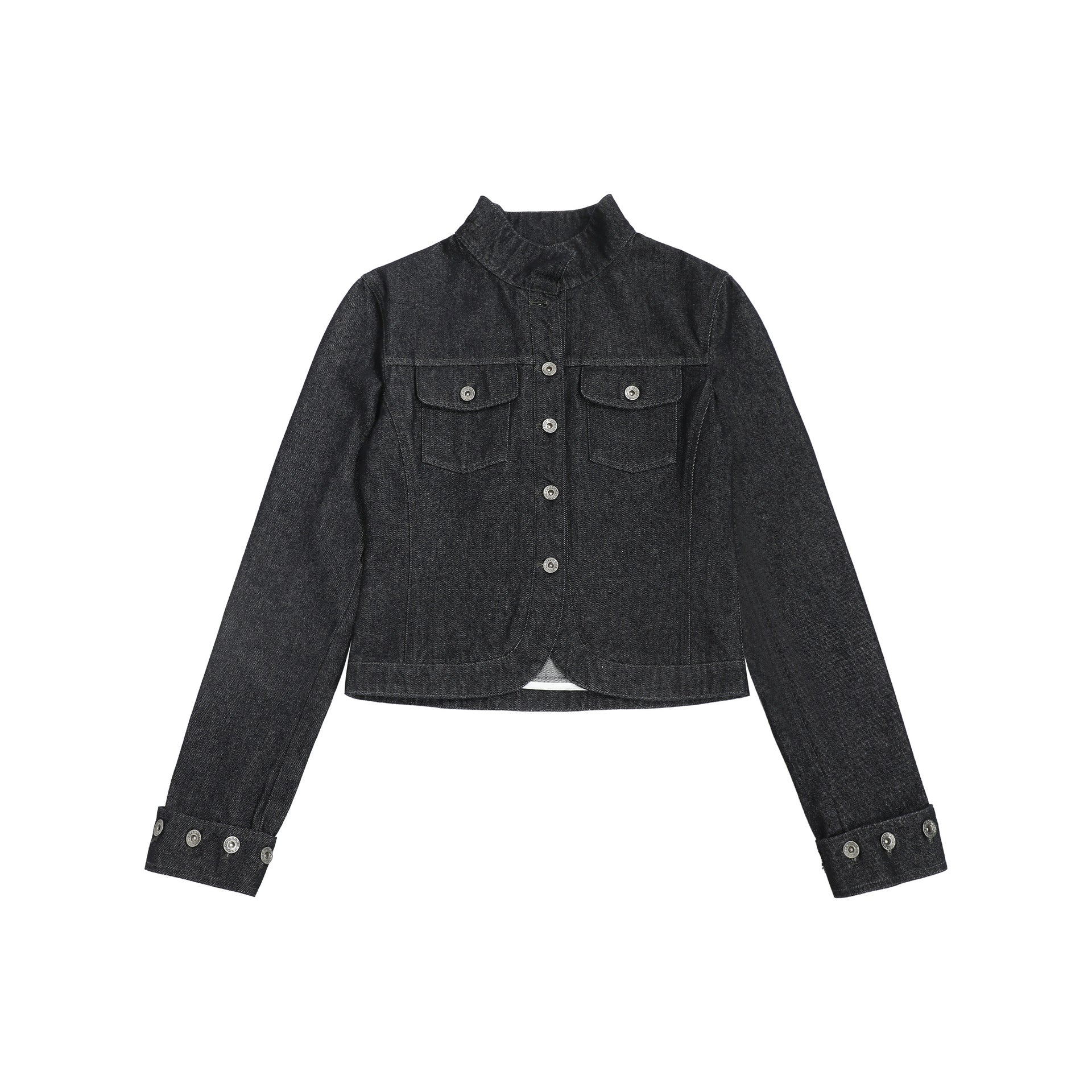 Zwoyren Cropped Dark Wash Denim Jacket