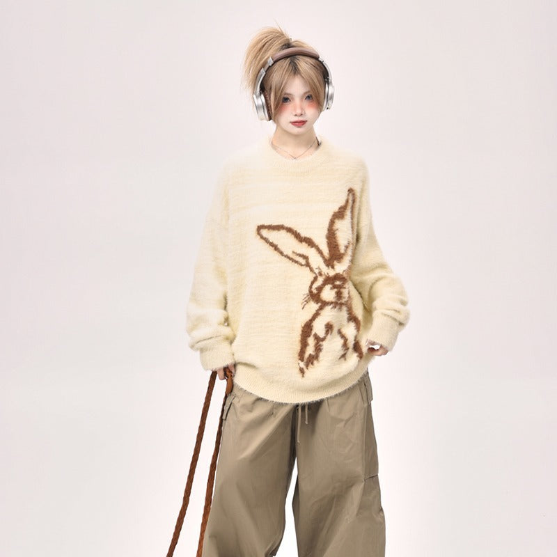Zwoyren Cartoon Rabbit Jacquard Sweater