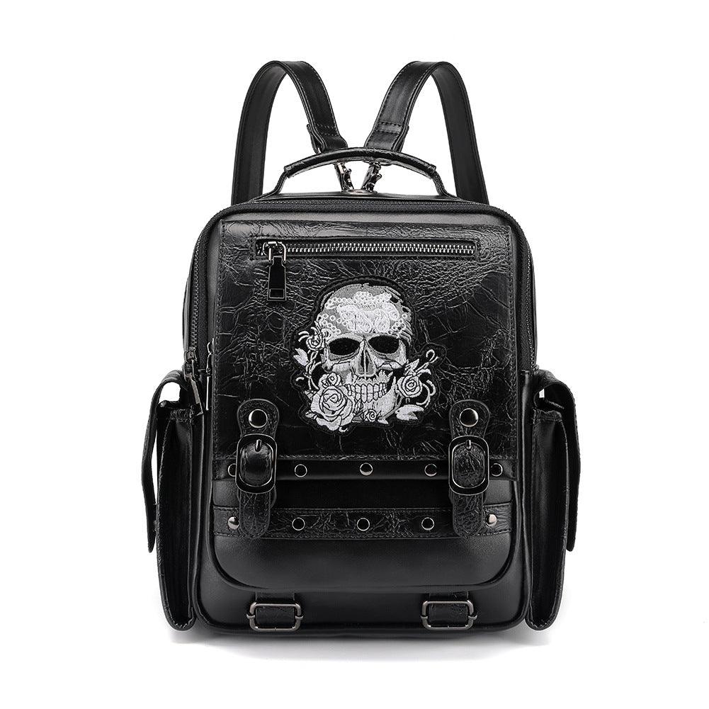 Skull Embroidery Backpack