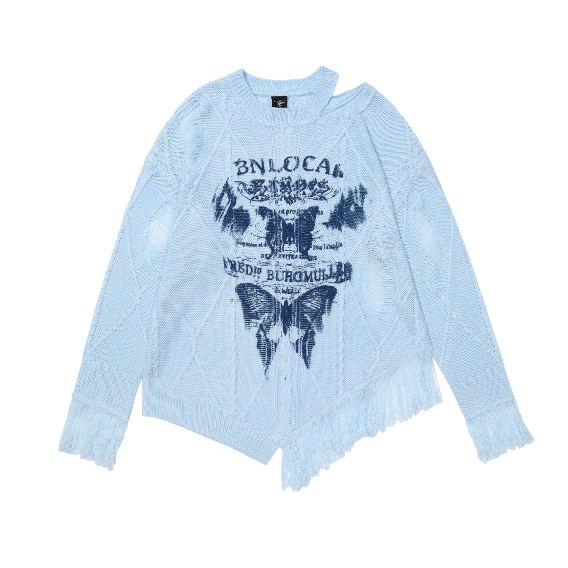 Zwoyren Butterfly Distressed Knit Sweater