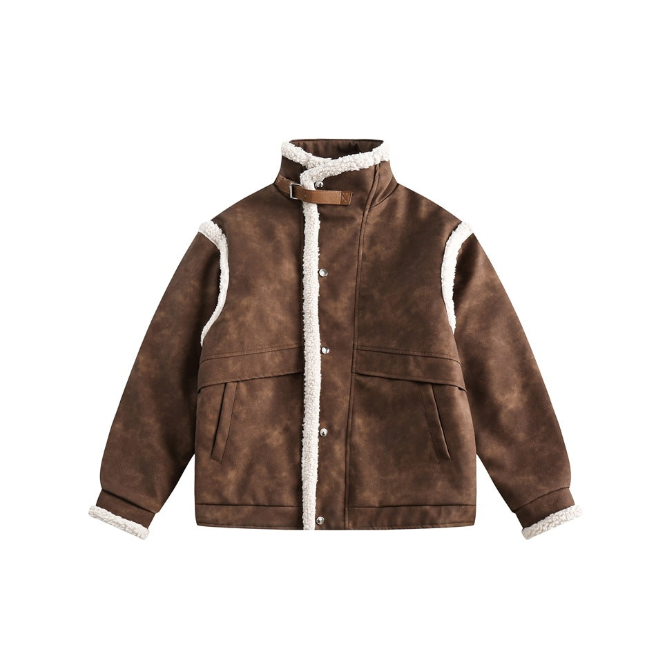 Zwoyren Faux Shearling Aviator Jacket