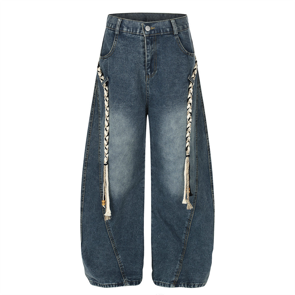 Zwoyren Rope Baggy Barrel Jeans