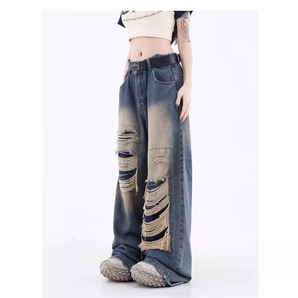 Distressed Design Loose Jeans