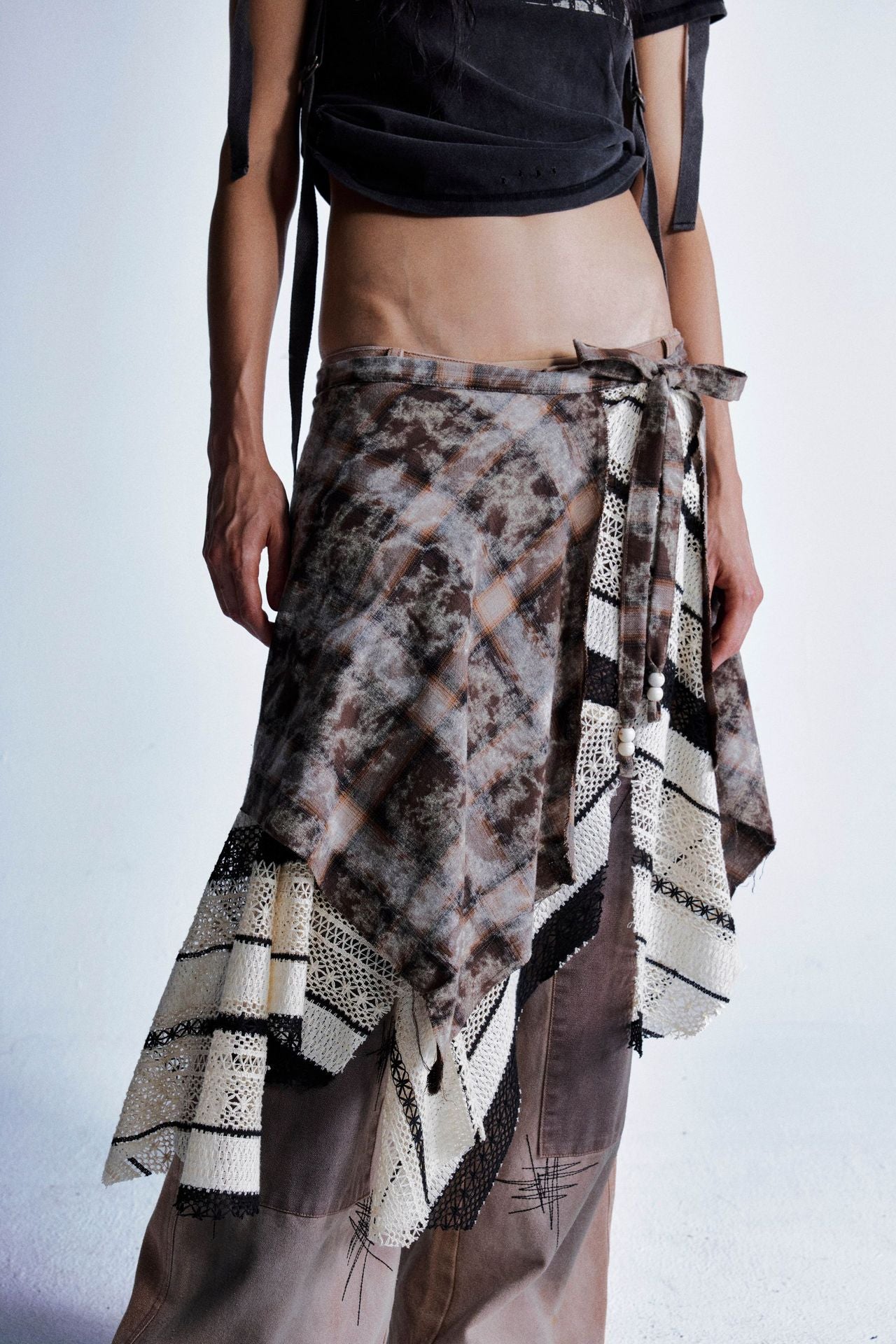 Zwoyren Boho Plaid Wrap Skirt