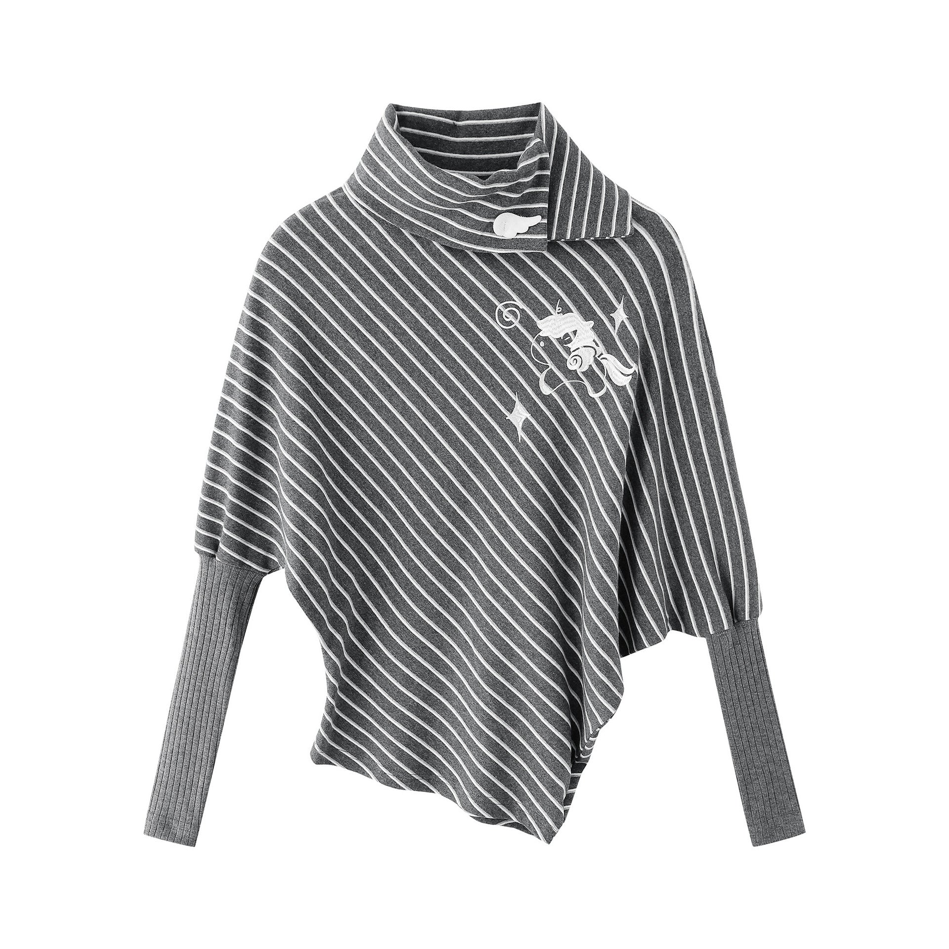 Asymmetric Striped  Long Sleeve T-Shirt