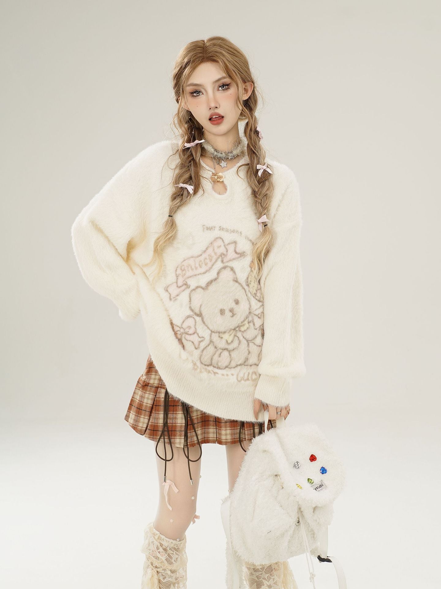 Zwoyren Teddy Bear Cozy Knit Sweater