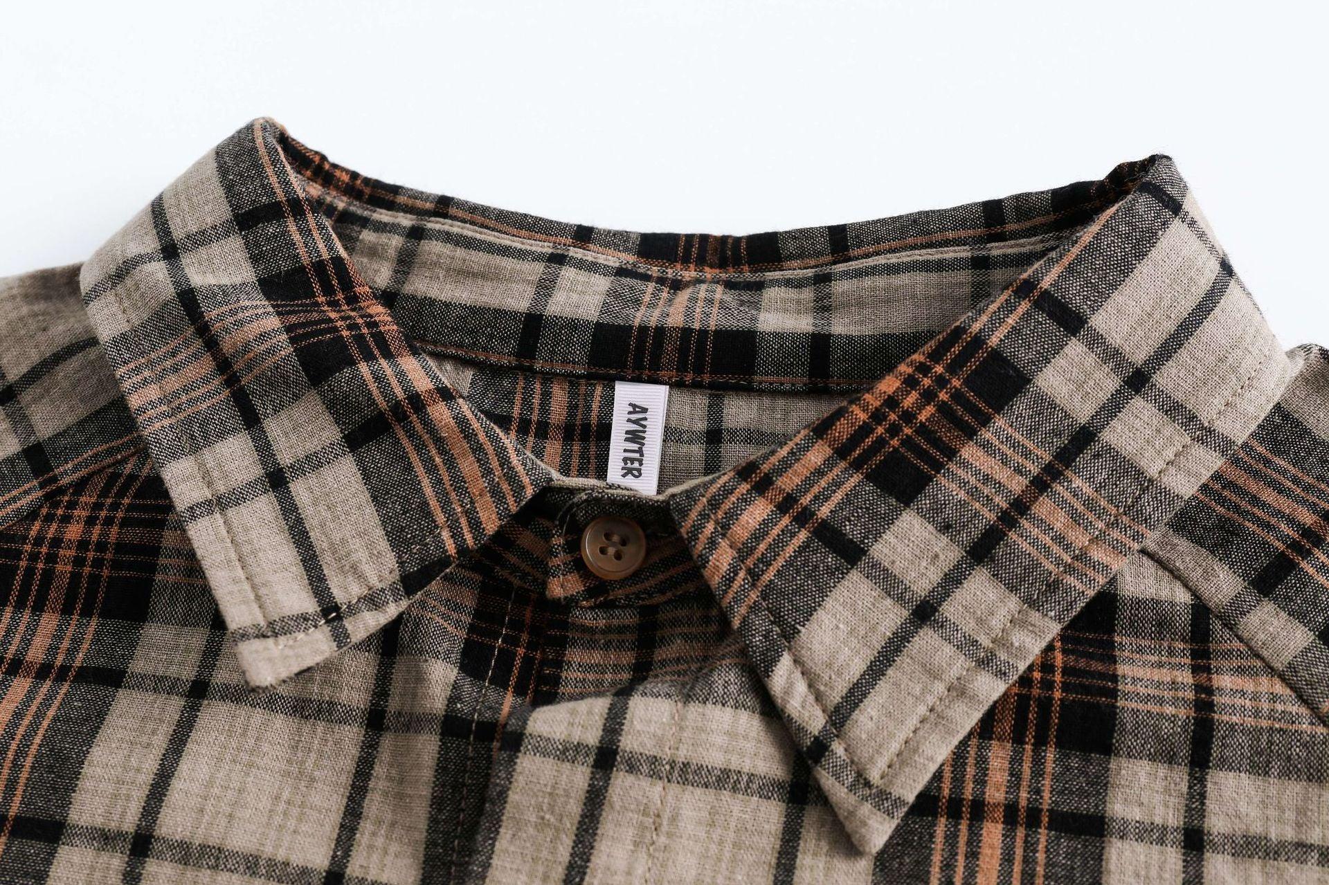 Maillard Retro Plaid Splicing Shirt