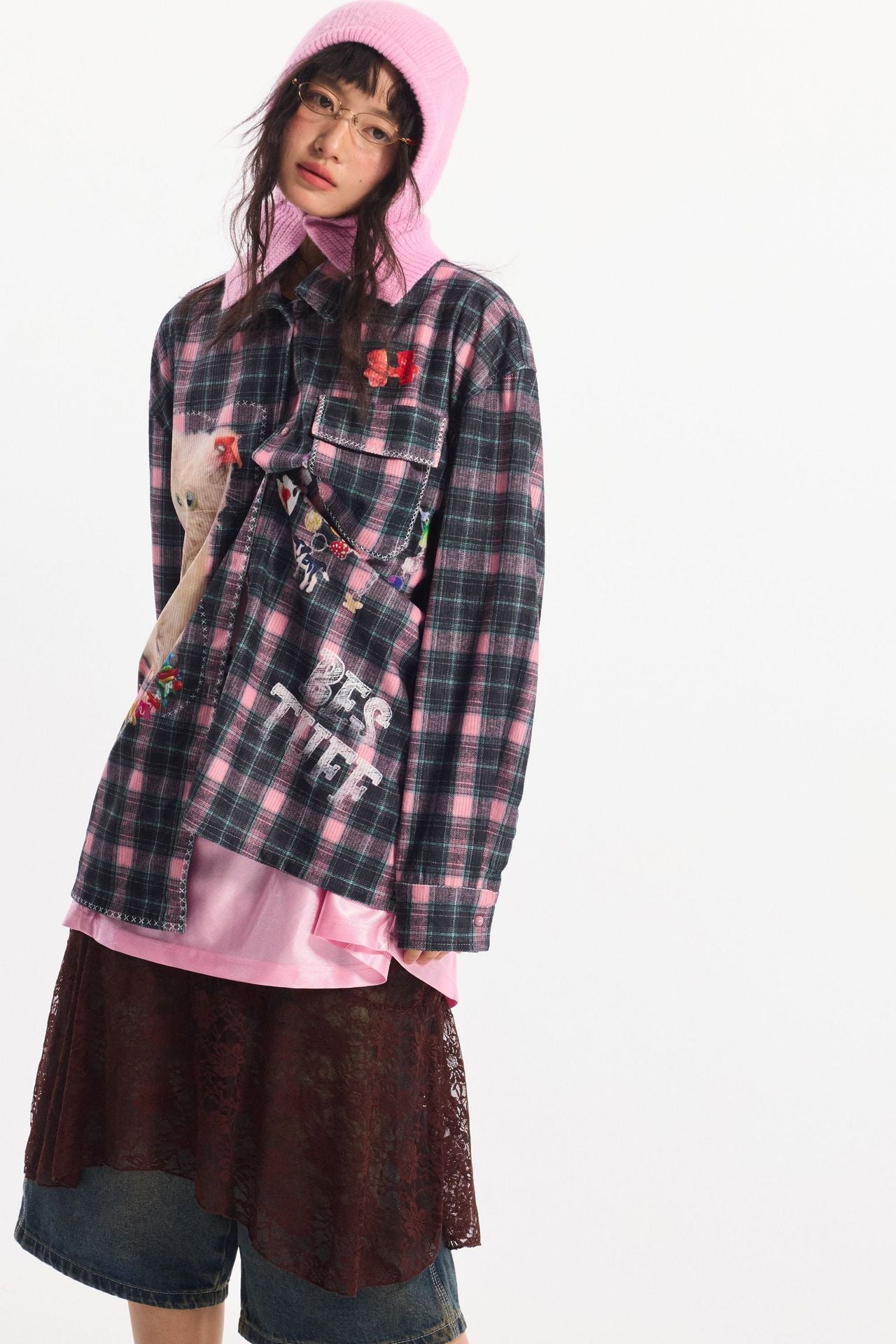 Zwoyren Kitty Chic Plaid Shirt