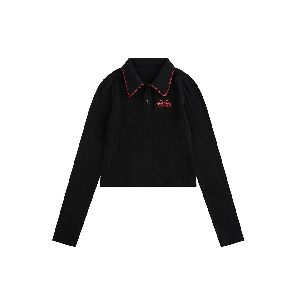 Zwoyren Ribbed Cropped Polo Top